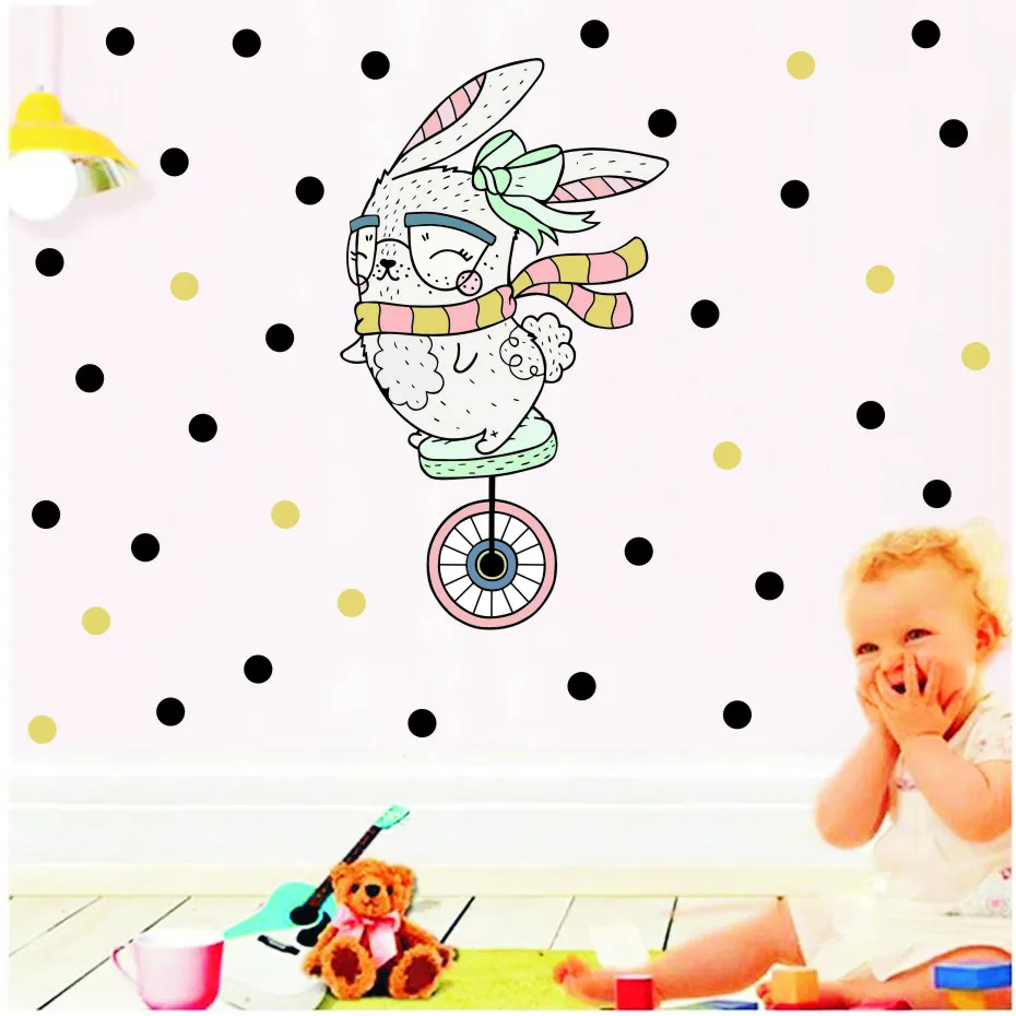 Cartoon Diy Super Cute Rabbit Wall Sticker For Kids Room Bedroom Living Decal Removable Wallpaper Art Murals | Дом и сад