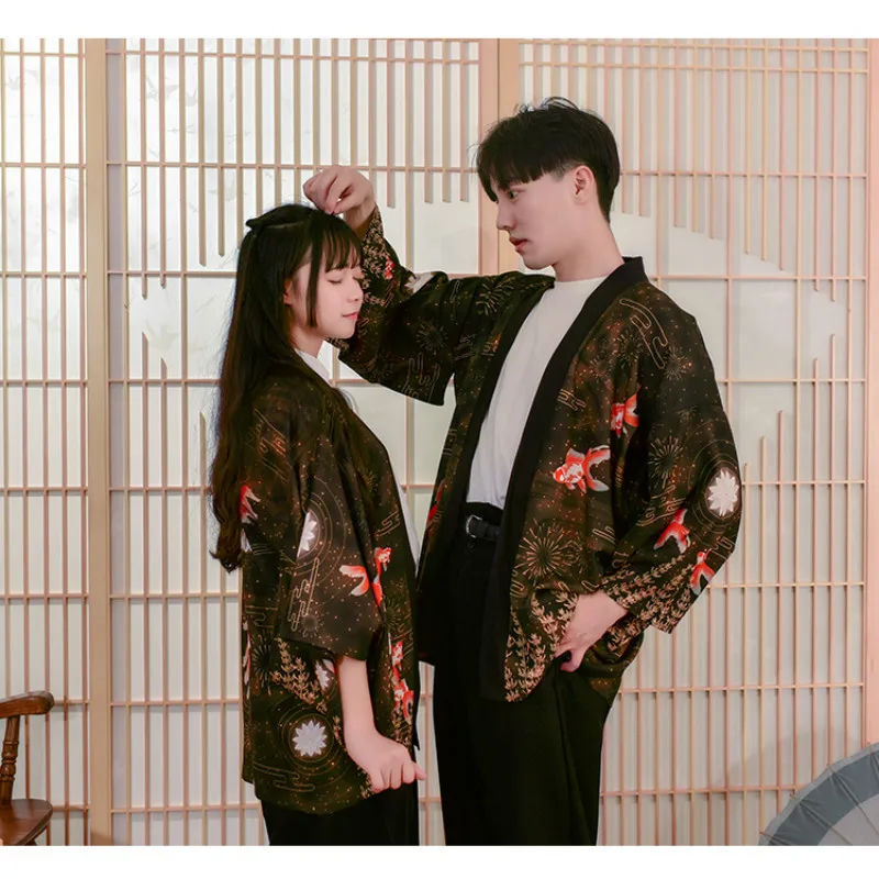 Blusas Mujer De Moda 2019 Kimono Women Shirts Harajuku Goldfish Ropa Coreana Mujer Chaqueta Kimono Mujer Tunic Sunscreen Tops
