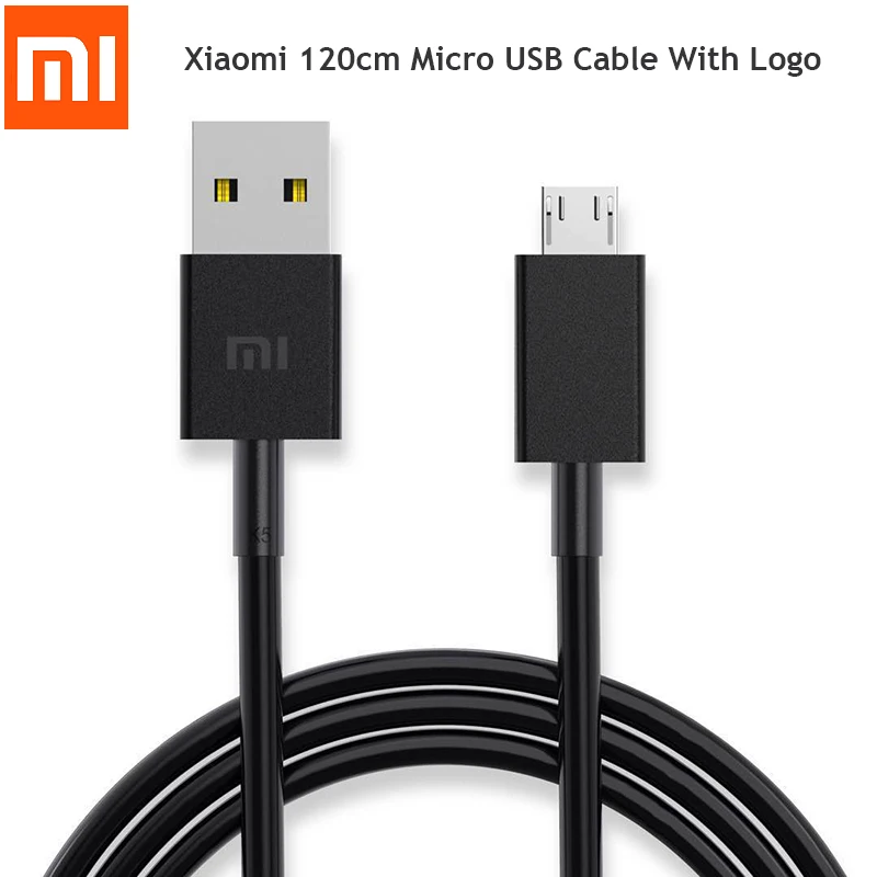 

Original Xiaomi Micro USB Cable 120CM Fast Charge Data SYNC Cord With Logo For Mi 3 3s 4 Max Redmi Note 3 Pro 4 4X 4A 5 5A Plus