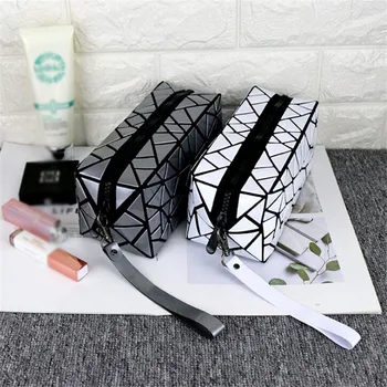 

1PC Women Cosmetic Bag Cases Geometric Folding Make Up Bag Quality PVC Organizer Travel Makeup Case Beauty Bags Drop Shipping