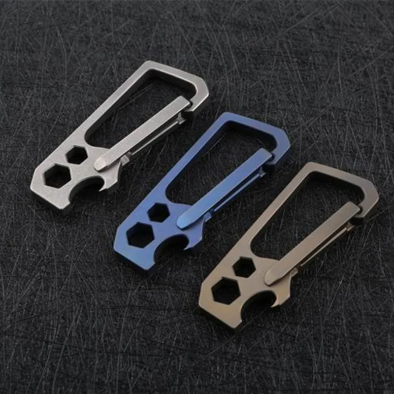 

Bottle Opener EDC Outdoor Camping New Multi-function Titanium Alloy One Spring Anti-lost Fast Fastener Titanium Key Buckle EDC