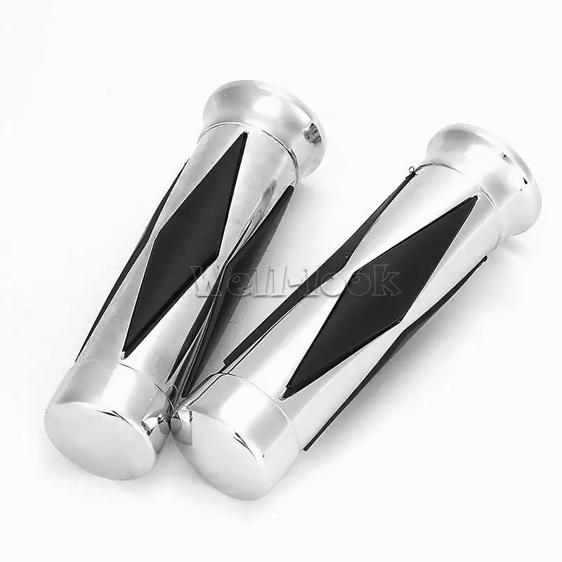 

1" Chrome Diamond Motorcycle Handlebar Hand Grips For Suzuki Harley Davidson Honda Kawasaki Yamaha Chopper Bobber Cruiser