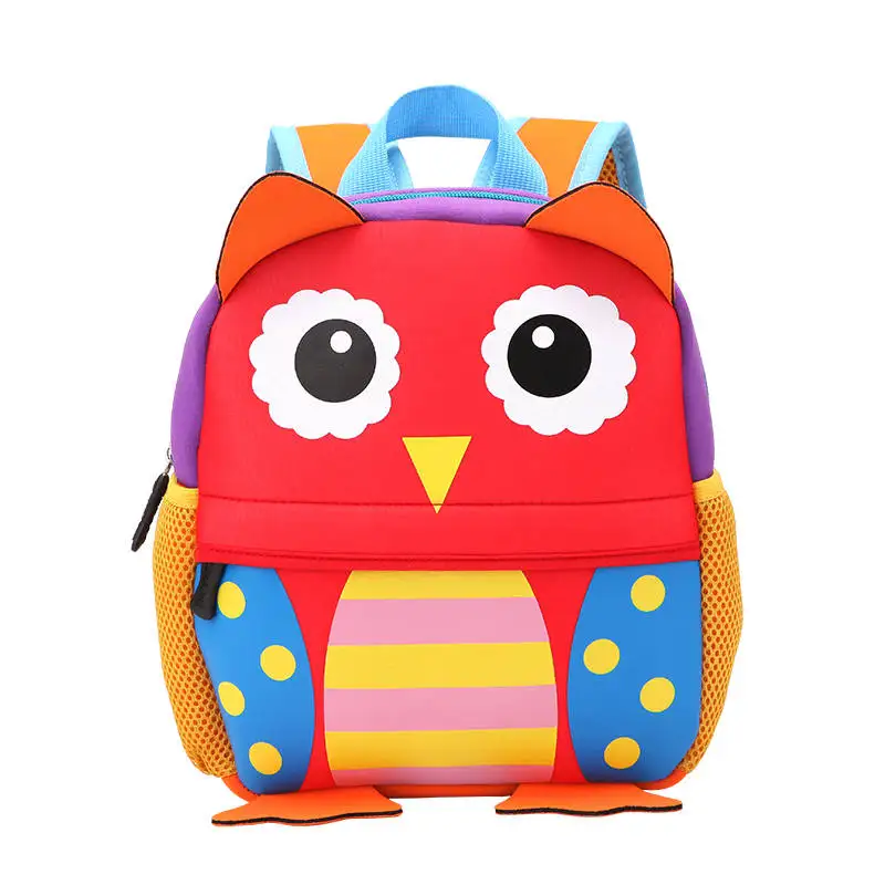 Мягкая Мини-школьная сумка с изображением животных из зоопарка для детского сада, рюкзак с рисунком для девочек и мальчиков, детская школьная сумка, сумка для игрушек, Infantes Mochila - Цвет: owl