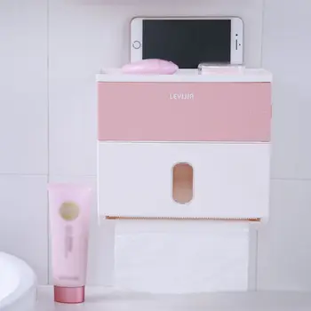 

Self-Adhesive Wall Mount Toilet Paper Roll Tissue Box Holder Bathroom Organizer