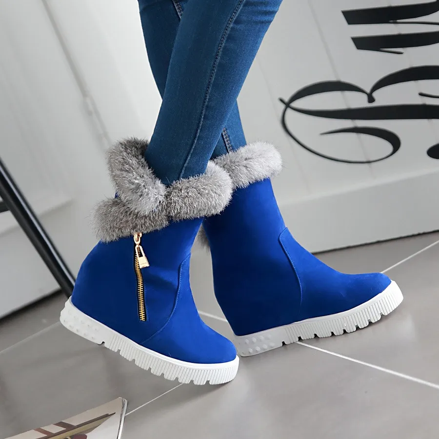NEMAON/Новинка; Плюшевые ботинки на меху; зимние ботинки на скрытой танкетке; зимняя обувь; женская зимняя обувь; теплые зимние ботинки на высоком каблуке