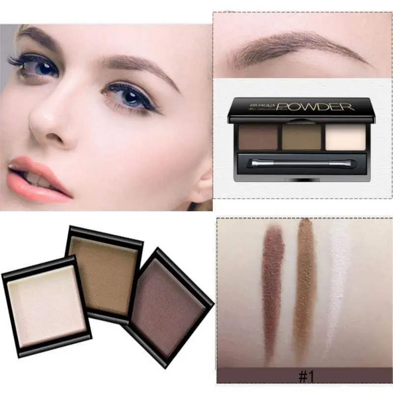 BIOAQUA Brand Professional Kit Eyebrow Powder + Eyebrow Wax Palette makeup eyebrow powder Shadow Palette Enhancer + makeup Brush