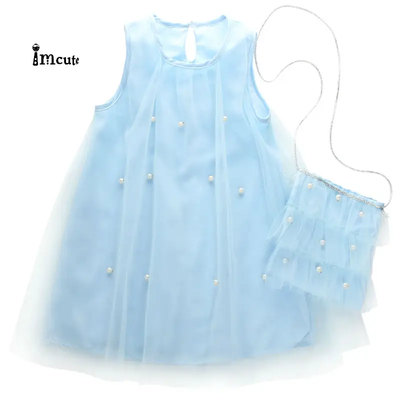 

2019 New Hot Sale Latest Summer Fashion Cute Kid Baby Girls Princess Party Dress Pearl Tulle Dress Sundress