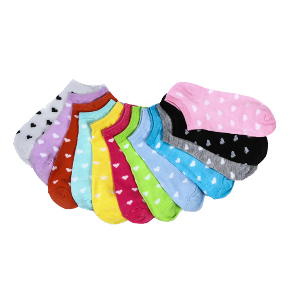 10 шт. = 5 пар, милые детские бамбуковые носки для девочек милые хлопковые носки для девочек, детские однотонные носки в горошек с сердечками