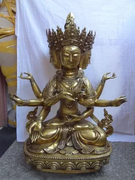 

33" Tibet Bronze 4 Head Mahapratisara Namgyalma Ushnishavijaya Buddha Set Statue