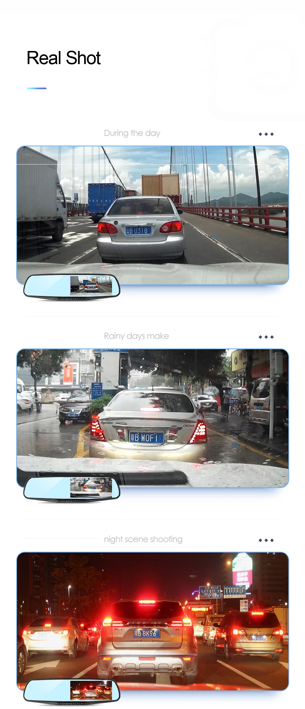 ADDKEY Full HD 1080P voiture Dvr caméra Auto 4.3 pouces rétroviseur tableau de bord enregistreur vidéo numérique double lentille caméscope d'enregistrement