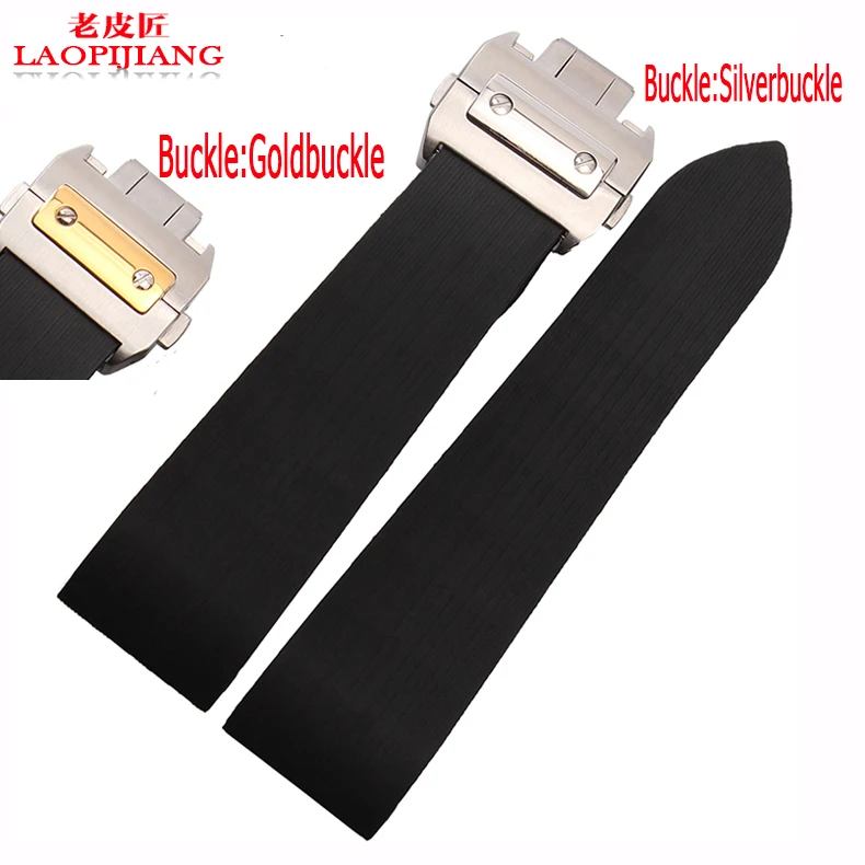 

The new silicone band Adapter santos series W2020008 male with 25 mm black silicone watch