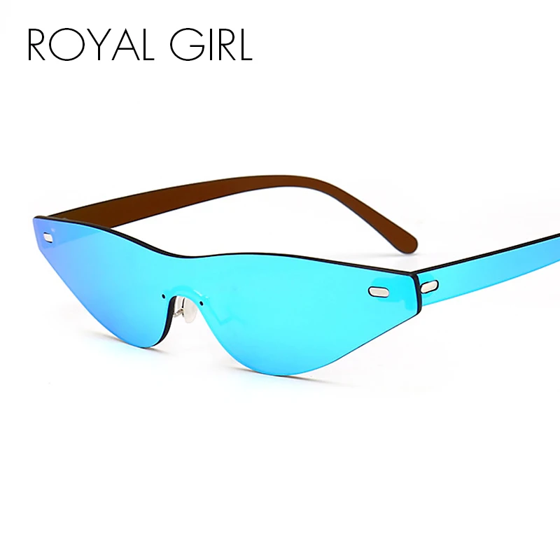 

ROYAL GIRL Rimless Sunglasses Women Vintage Cat eye Sunglasses Acetate Frame Unique Style Summer Black Red Shades ss365