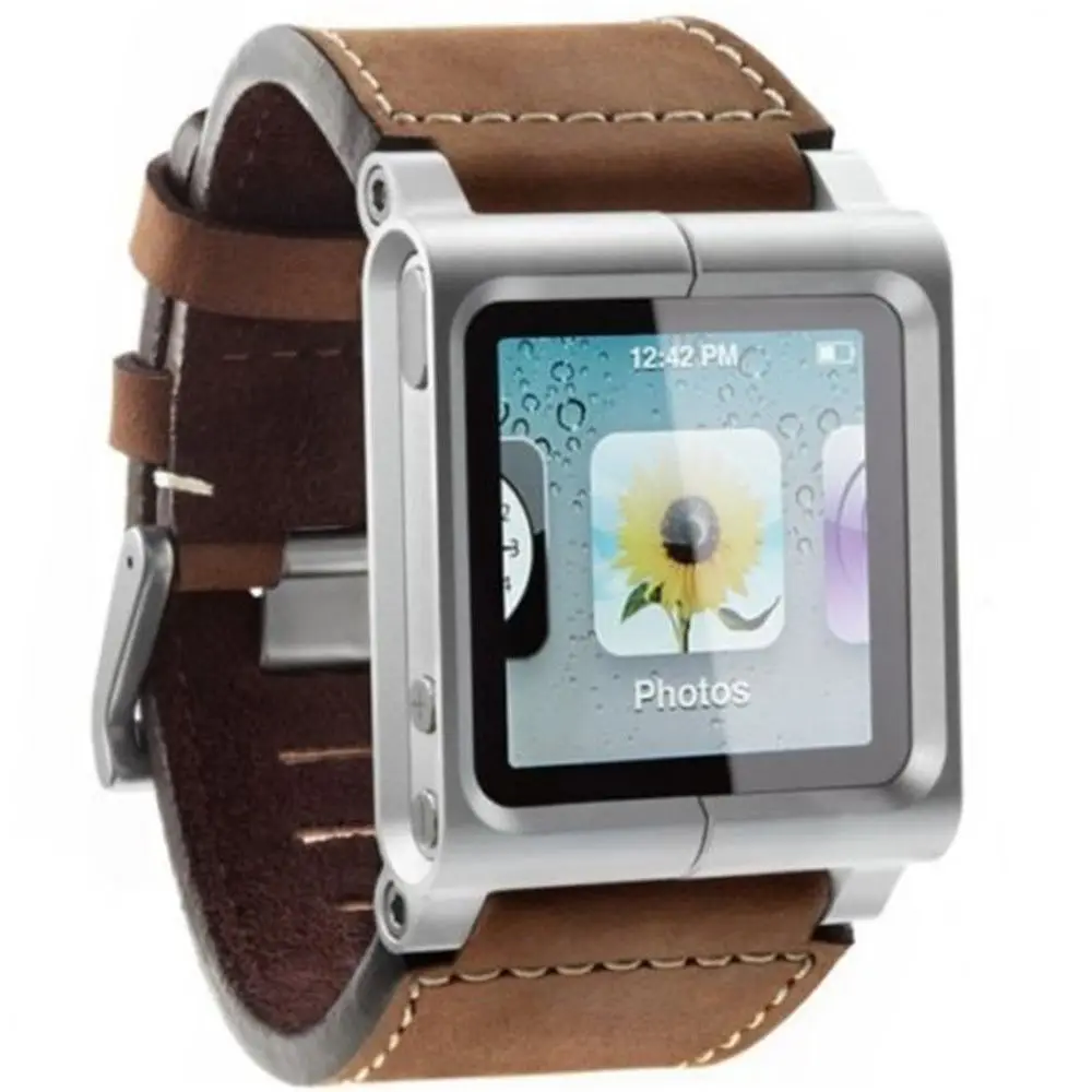 New High quality Leather Multi Touch Leather Wristband Strap Bracelets For iPod Nano 6 6th Generation