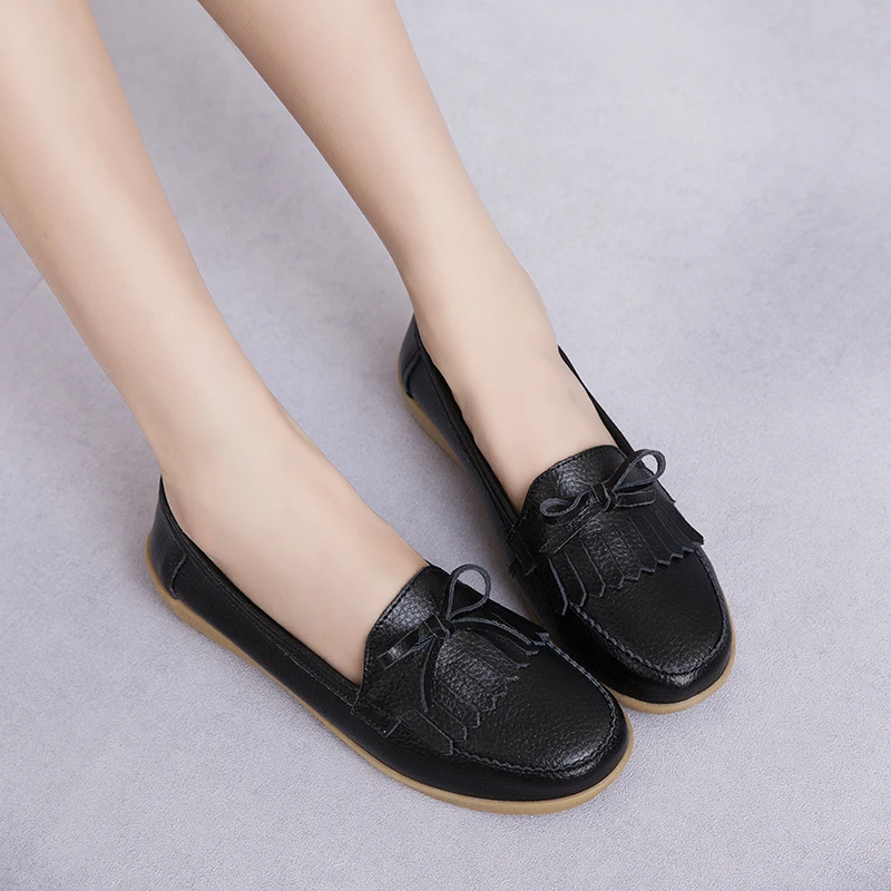 

BVNOBET Plus Size Genuine Leather Women Shoes Brand Fashion Woman Flats Female Work Ballet Flats Ladies Footwear Chaussure Femme