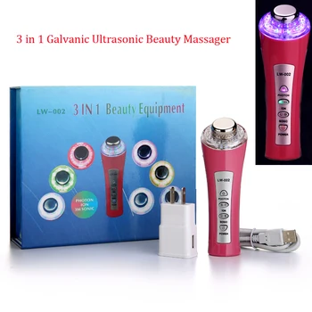

3 in 1 Galvanic Ion Ultrasonic Photon Light Facial Lifting Skin Rejuvenation Pigment Wrinkle Removal Beauty Massager