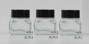 

15g clear square glass cream jar with black lid, 15g cosmetic jar,packing for sample/eye cream,15g mini glass bottle