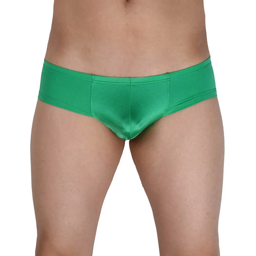 Мужские мини-боксеры, сексуальные мини-бикини для геев, блестящее нижнее белье с низкой посадкой, трусы-боксеры с мешочком для пениса - Цвет: Зеленый