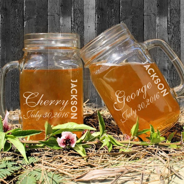 2016 Hot 450ml Wedding Mason Jars Custom Name And Dates Personalized 2016 Hot 450ml Wedding Mason Jars Custom Name And Dates Personalized Bottle Vintage