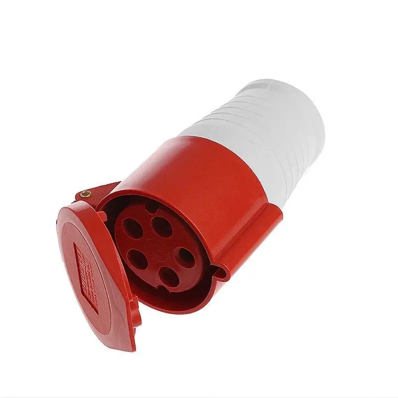 

32 Amp 5 Pin Plug Socket Wall Industrial Plug Socket 380-415 Volt 3P+N+E IP44 Weatherproof high quality Nylon Red+White 1 piece