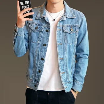 

Loldeal Bomber Jacket Men High Quality Cowboy Coats Solid Casual Slim Mens Denim Jacket Plus Size 4XL
