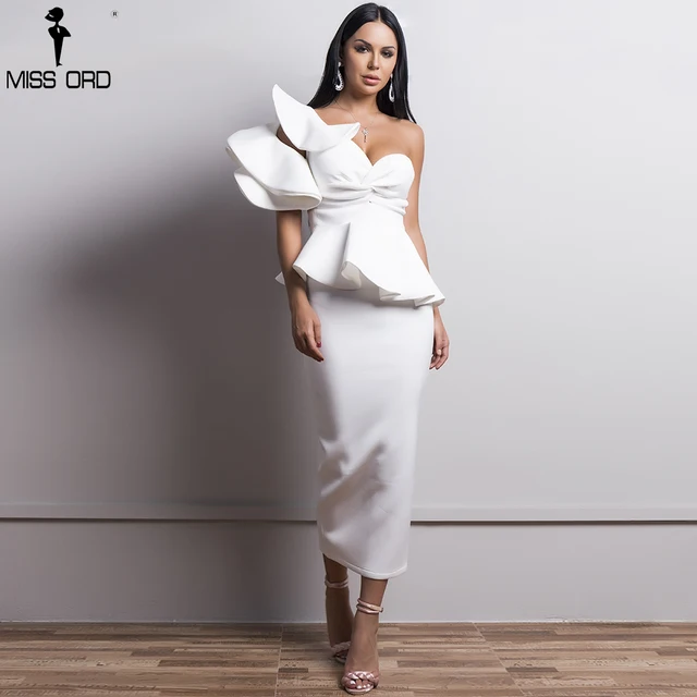 Missord 2019 сексуальные весенние и летние платья на одно плечо с открытой спиной женские элегантные оборки русалка Клубное платье Vestido TB0020-1