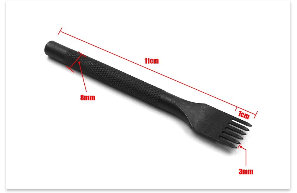 3 мм Нержавеющая сталь плоское долото Кожа ремесло Инструменты дырокол Набор DIY инструмент 1 зубец/2 зубец/4 зубец/6 зубец пробивая стежка вилка