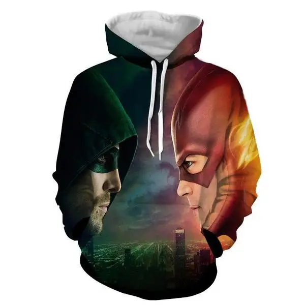 

Cloudstyle 2019 New Men's Hoodies Flash & Green Arrow 3D Printed Hooded Pullovers Hoodies Harajuku Streetwear Hoodie Men AS Size