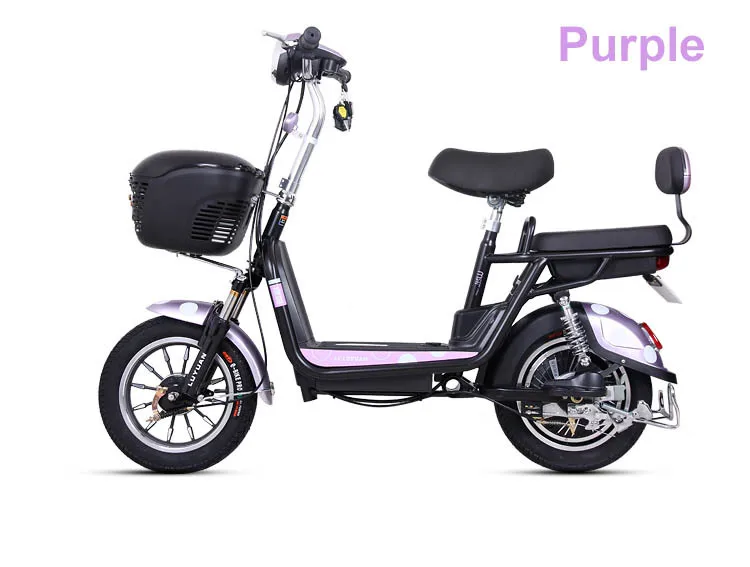 Excellent Electric Scooter Bicycle 48V Two Wheels Electric Bicycle Portable Green/Purple/Black Electric Scooter With Two Seat For Ladies 9