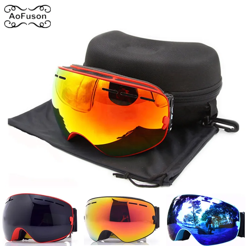 

Brand Ski GogglesDouble Layers Anti-fog Lens Snowboard Eyewear Large Spherical Mask Snow Snowmobile Glasses&Original Case