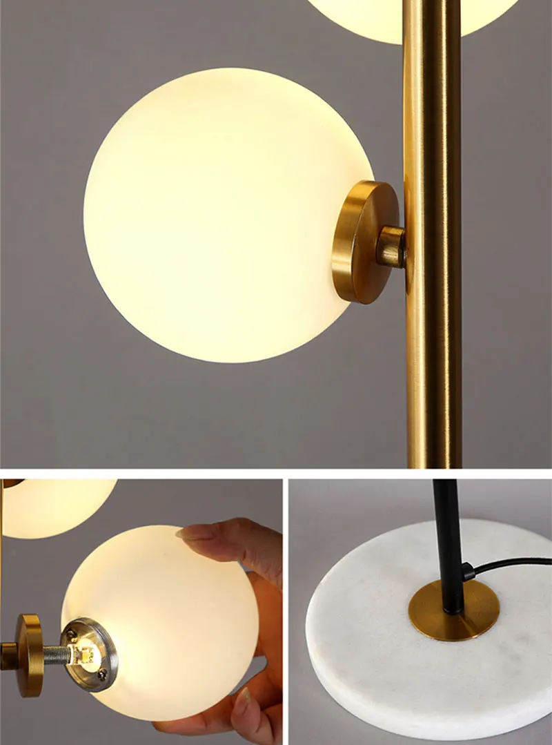 American Nordic Design LED Floor Lamps Bubble Glass Decor Standing Lights Living Room Study Bedroom Standing Lamp Fixtures (8)