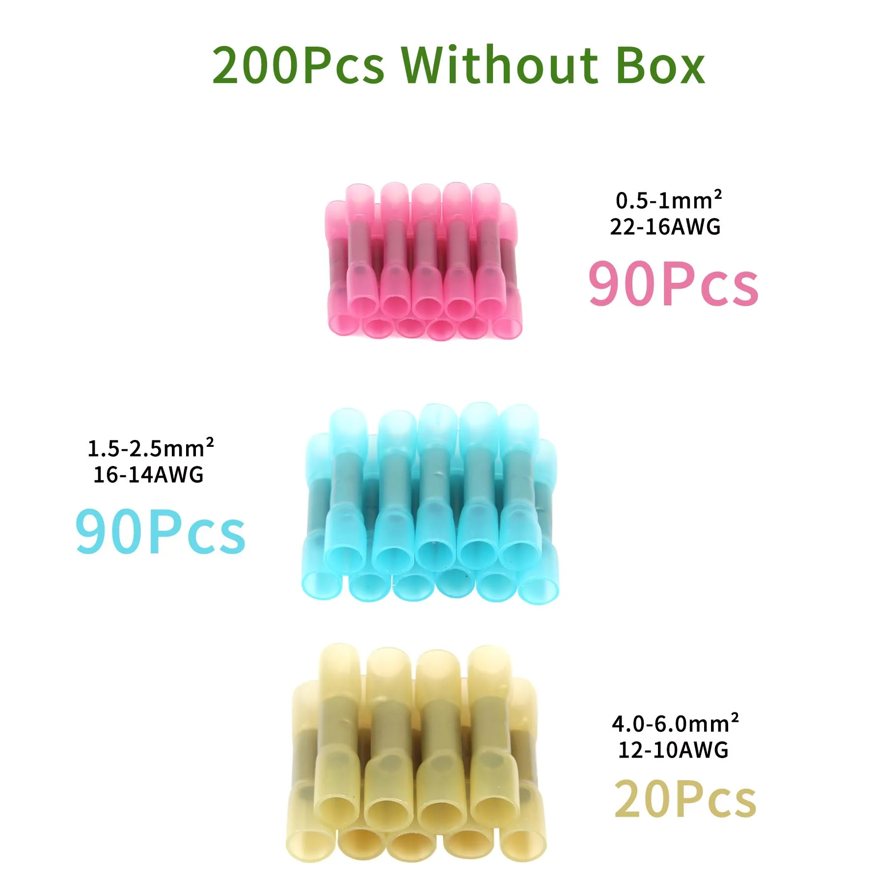 200Pcs Set with box Изолированная термоусадочная обжимная Клемма прикладочная проволока Электрический разъем BHT-1,25 BHT-2 BHT-5 22-10AWG - Цвет: 200Pcs Set with box