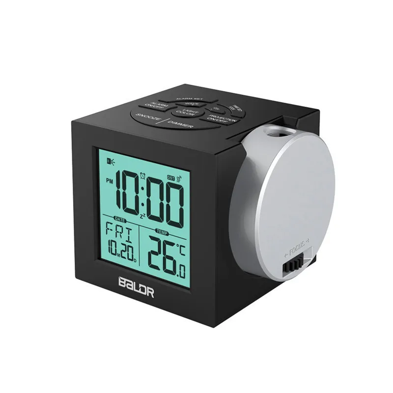 Colorful Backlit LCD Digital Thermometer Projection Alarm Clock Weather Station Nightstand Awaken Projector Clock secret agent alarm clock projection gun