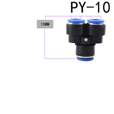 PY 3 Way Порты и разъёмы Y Форма Воздушный Пневматический 4 мм-16 мм OD шланг пробки Пуш-ап в газ Пластик трубы соединительные разъемы дюйм гидравлических фитингов - Цвет: PY-10
