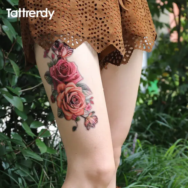 1piece Indian Arabic Fake Temporary Tattoos Stickers 3d Rose