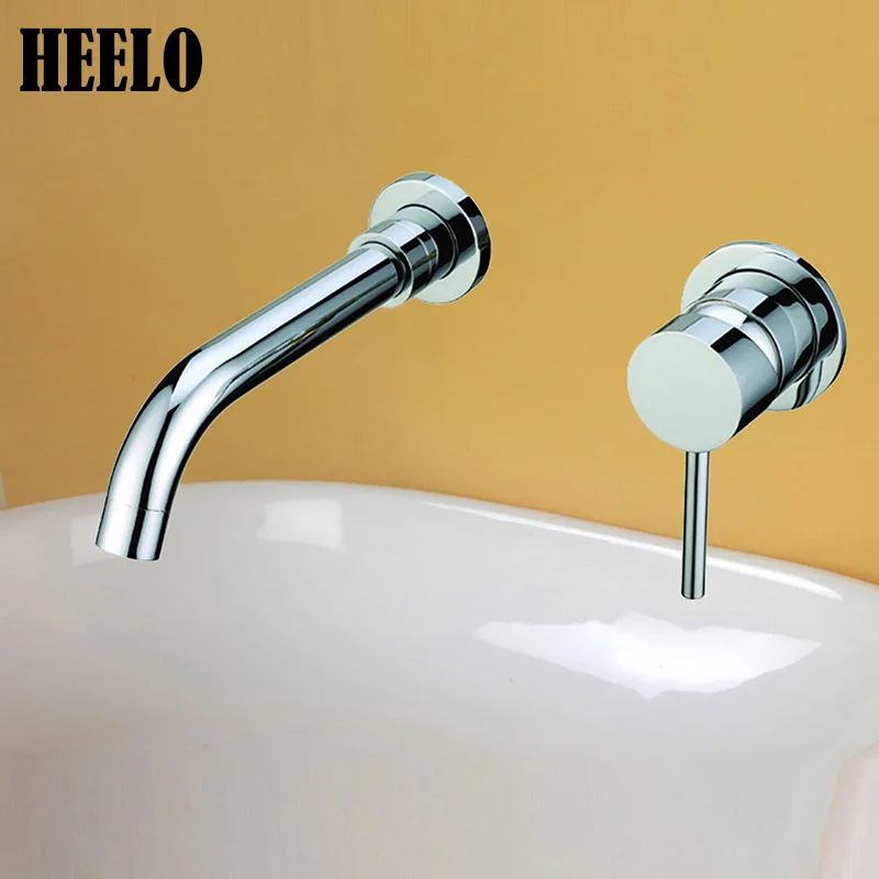 Wall Mounted Kitchen Faucets Brass Polished Silver Bathroom Faucet