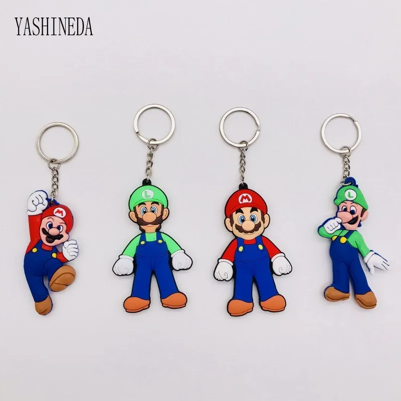 

10PCS Ainime Figure Super Mario Bro Keychain PVC Cartoon Character 3D Double Side Key Ring Key Chain Kids Toy Key Holder Trinket