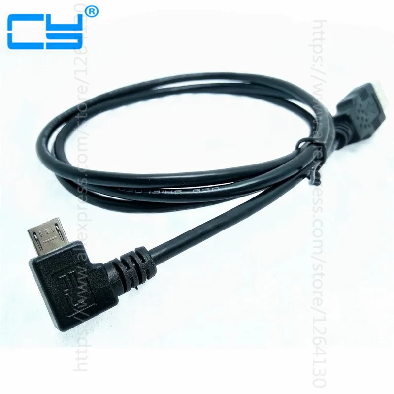Left angled 90 D Micro USB Male to USB Data Charge Cable for Mobile Phone 500cm