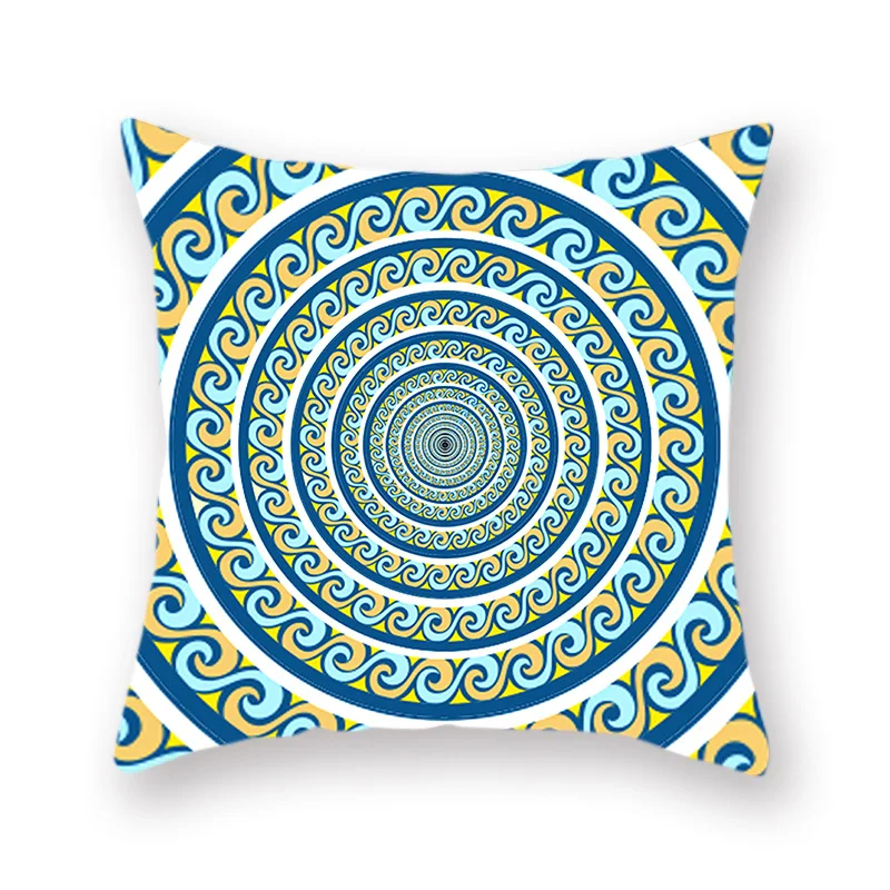 Vintage Ethnic Geometric Pattern Cushion Cover Bohemian Indian Yellow Green Square Throw Pillowcase Home Sofa Decoration