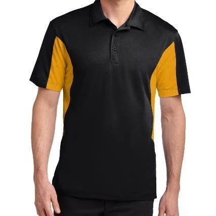 Sport-Tek ST655 Side Blocked Micropique Sport Wick Polo Black & Gold - 3XL (1)