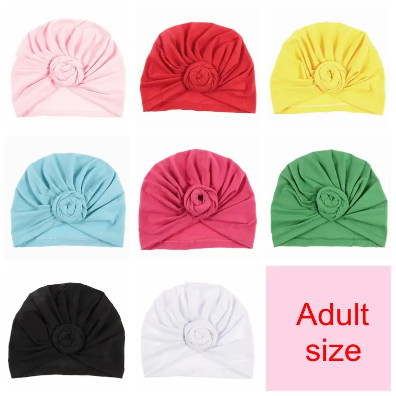 Yundfly Mommy and Me Cotton Blend Rose Flower Hat Women Caps Girls Newborn Turban Hats Twist Knot Headwear Hair Accessories pacifier for baby