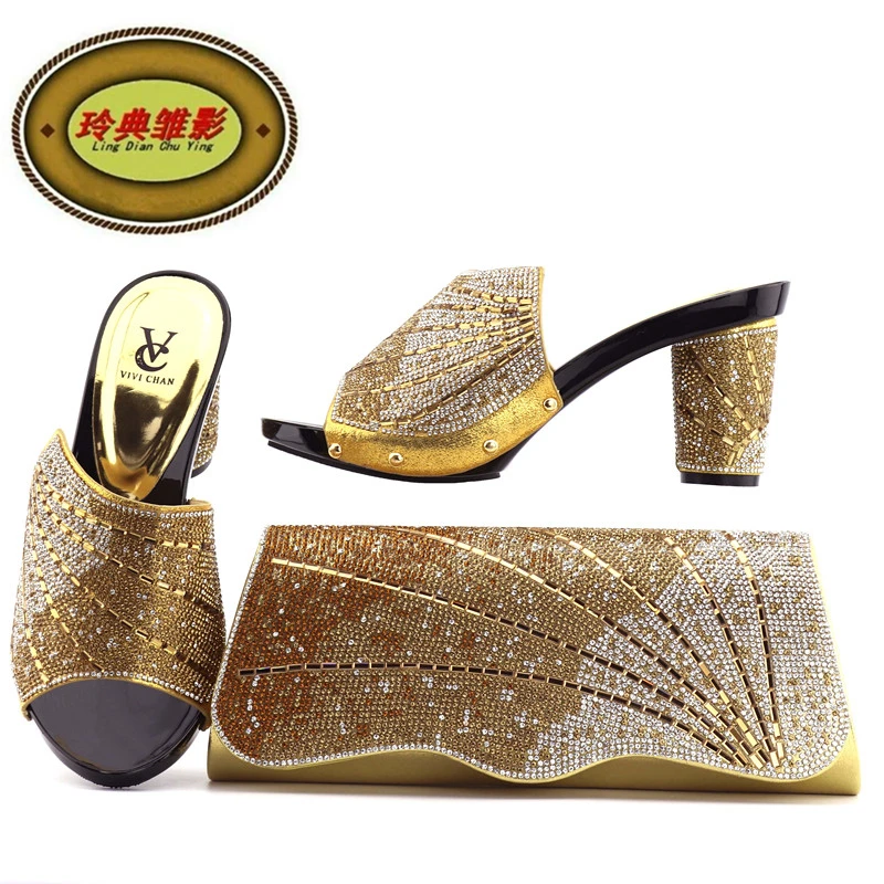 

1013 Top Quality African Wedding Shoes High Heel And Bags Sets Free Shipping