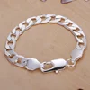 Silver color Jewelry 6MM-12MM Bracelet men women Chain LINK noble solid jewelry wedding party gifts stamped ,  H262 ► Photo 1/4