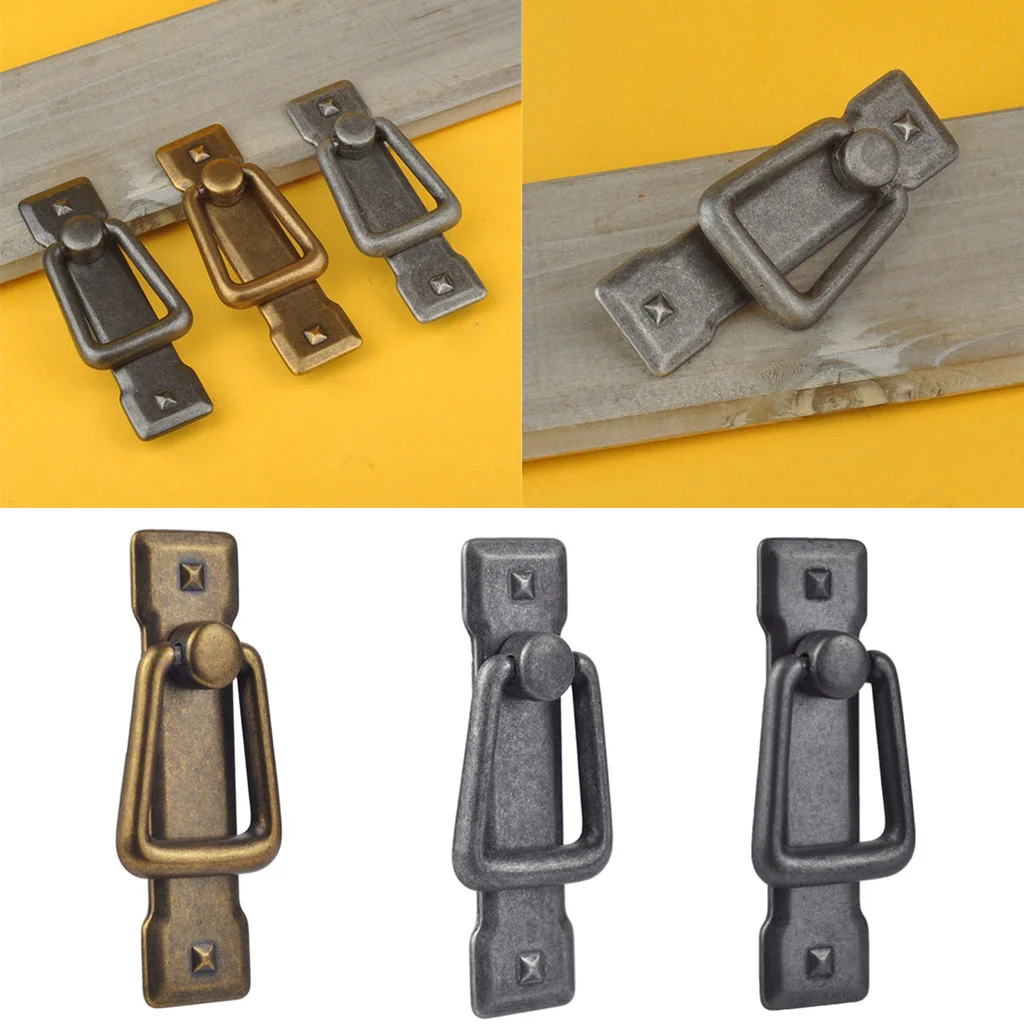 Vintage Kitchen Cabinet Cupboard Dresser Door Drawer Drop Ring Pull Handles Knobs + Screw