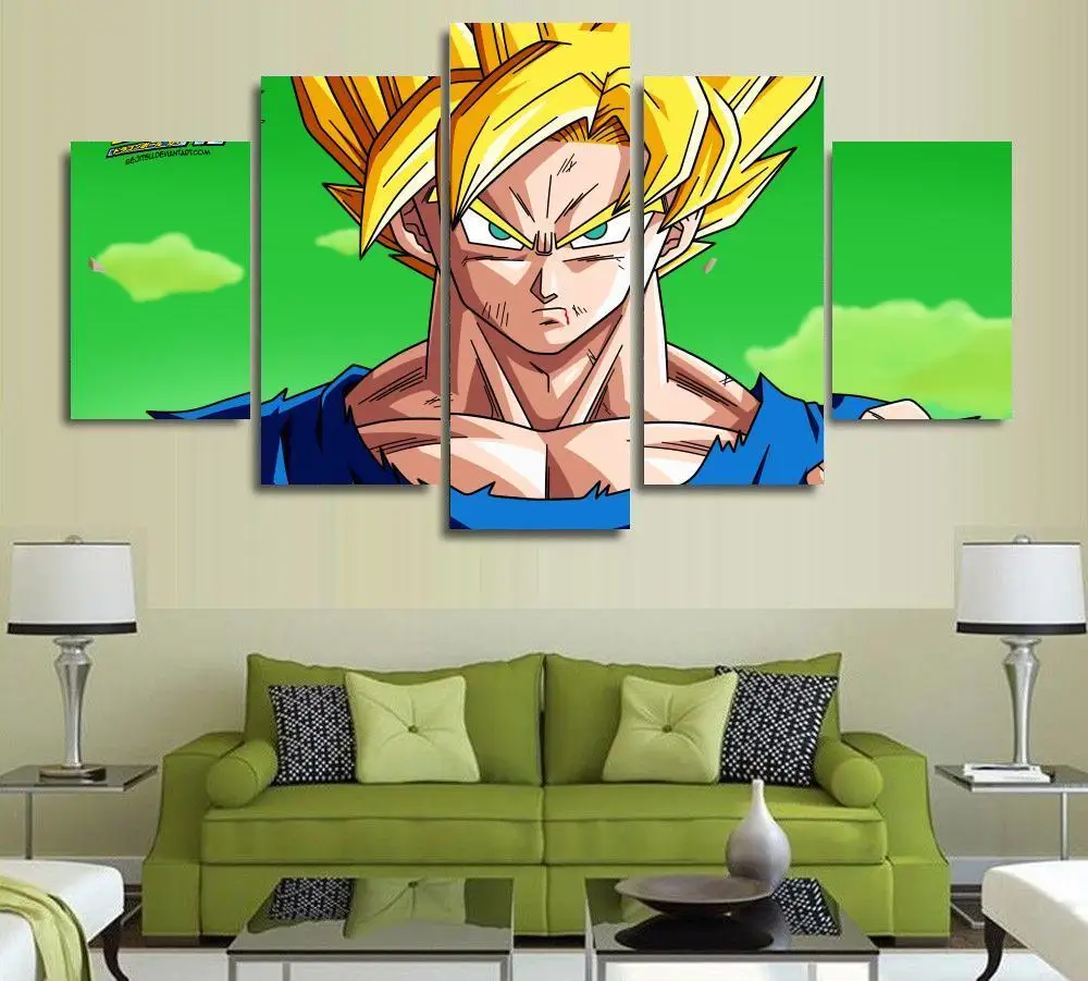 5 Panels Wall Art Dragon Ball Z Goku Saiyan Paintings Art ...