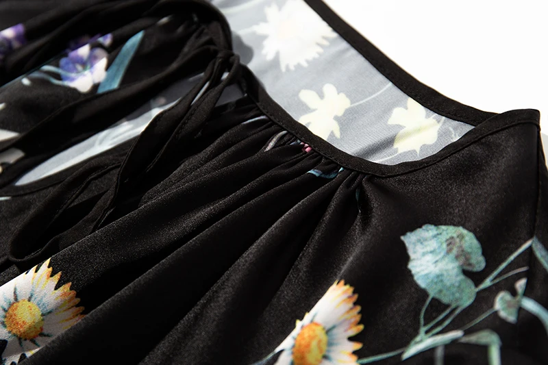 Rond Floral Conçu Noir Femme Imprimée Femmes Hauts Nouvelle Taille Elastique Blouse Manches C243 Col Évasée Chemise qPnIp7