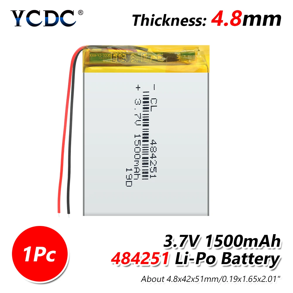 484251 3,7 V 1500mAh 504050 484251 литий-полимерный аккумулятор Li-Po батареи для планшетных ПК MP3 MP4 навигационные инструменты игрушки - Цвет: 1PC