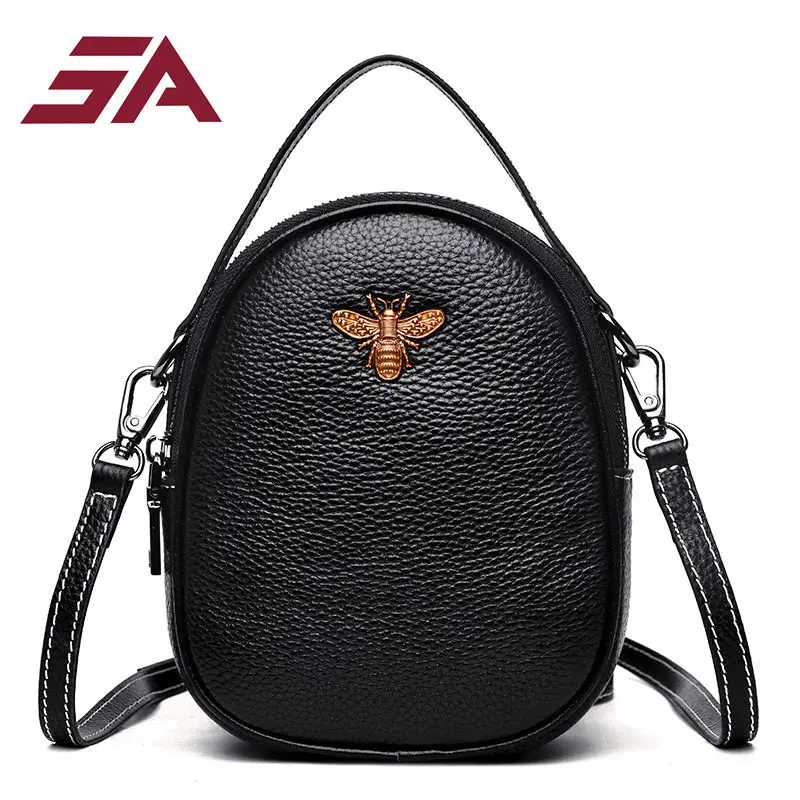 

SA 2018 Genuine Leather Bags Women Fashion Insect Sign Women Bag Third Zipper Shoulder Bags Sequined Women Handbags Sac a main