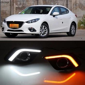 

CSCSNL 1 Set DRL Daytime Running Lights 12V ABS Fog Lamp Cover With Turn Yellow Signal For Mazda 3 Axela 2013 2014 2015 2016
