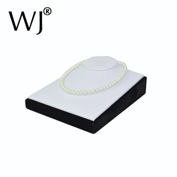 

White Faux Leather Mannequin Jewelry Necklace Display Bust Pendant Presentation Holder Stand Neck Form Model Horizontal Showcase