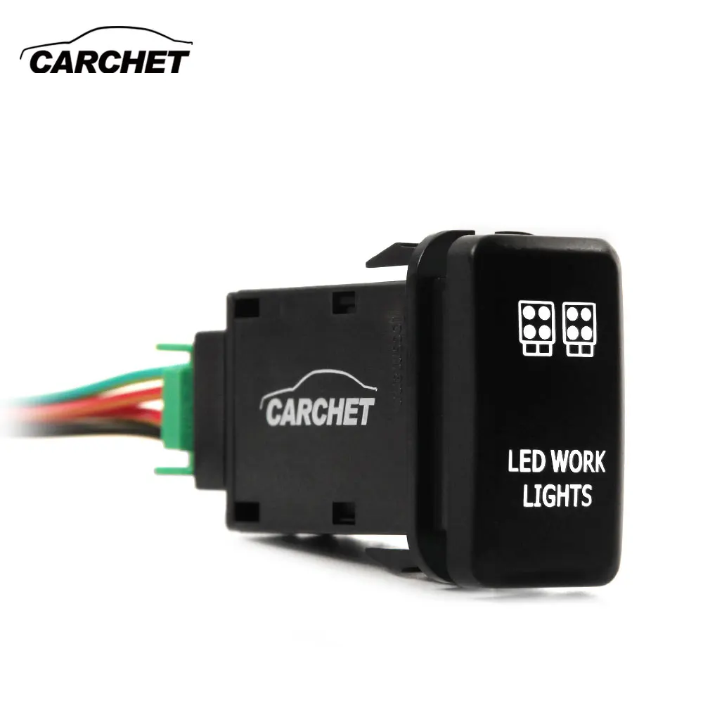 

CARCHET LED Work Lights Switch for Toyota LED Push Switch with Connector Wire Kit- Laser LED WORK LIGHTS Symbol -White